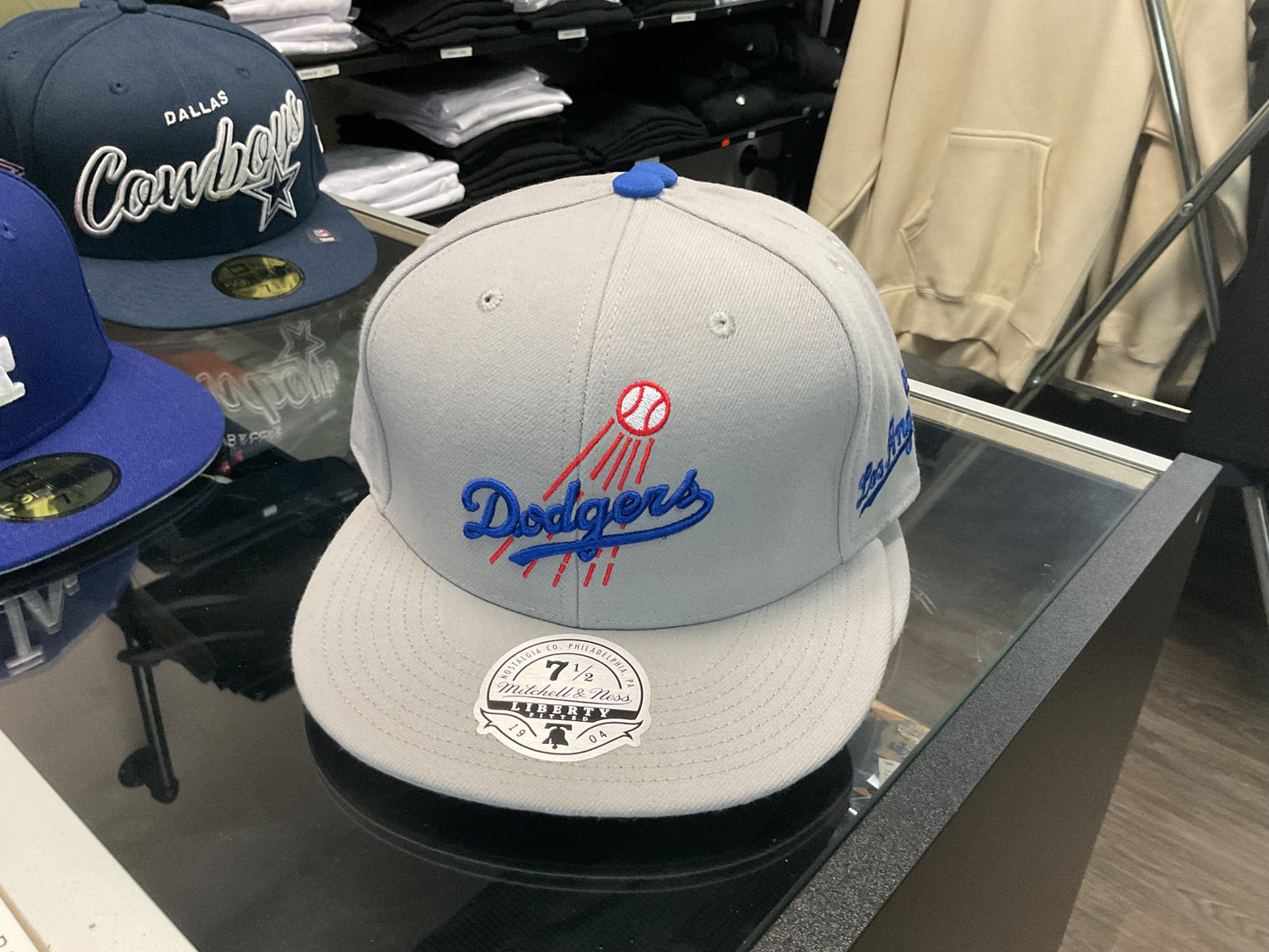 Mitchell & Ness DODGERS HAT LIGHT GREY|| FITTED HAT