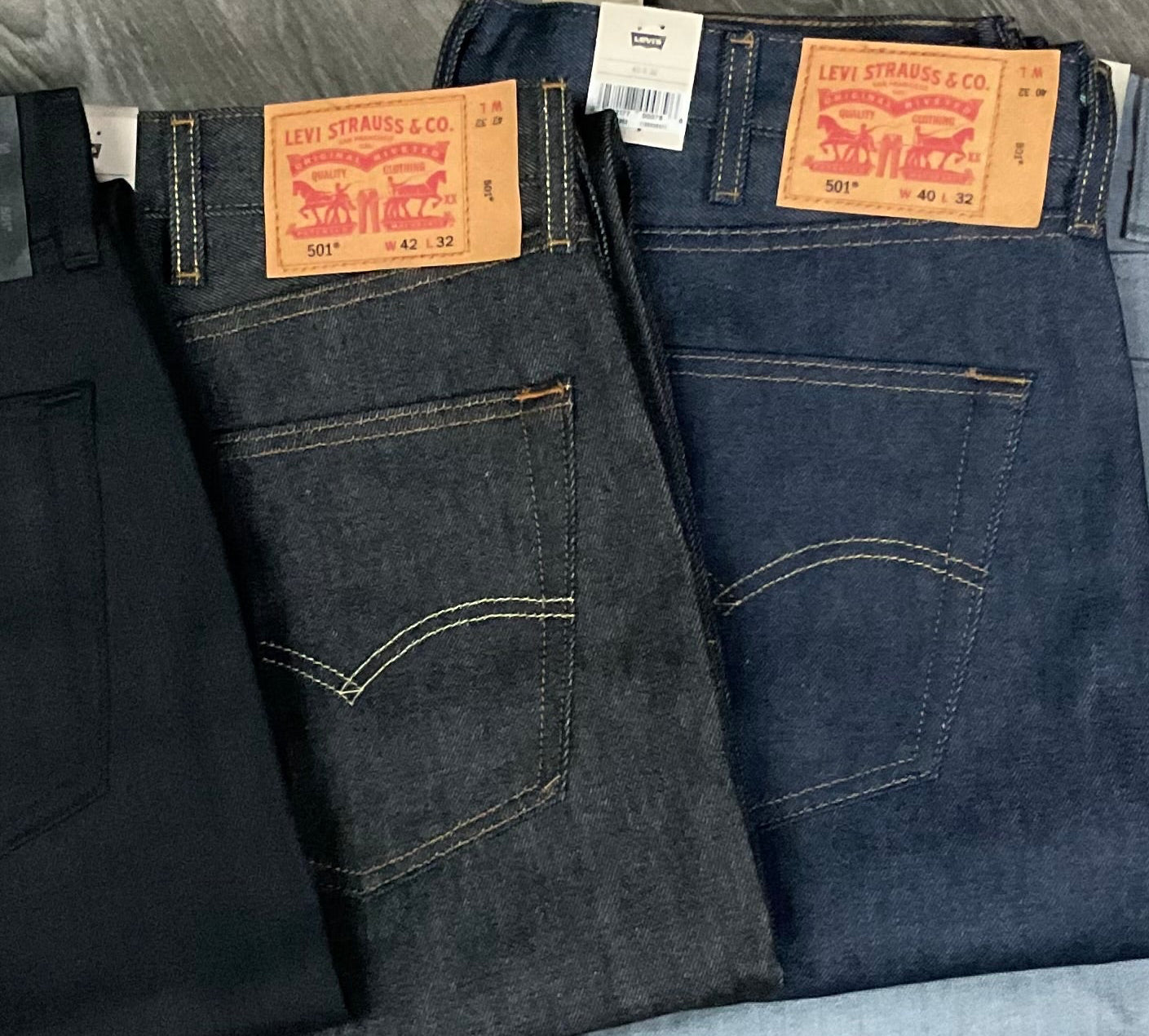 Levi's 501 Shrink-to-Fit Denim Black and Denim Blue