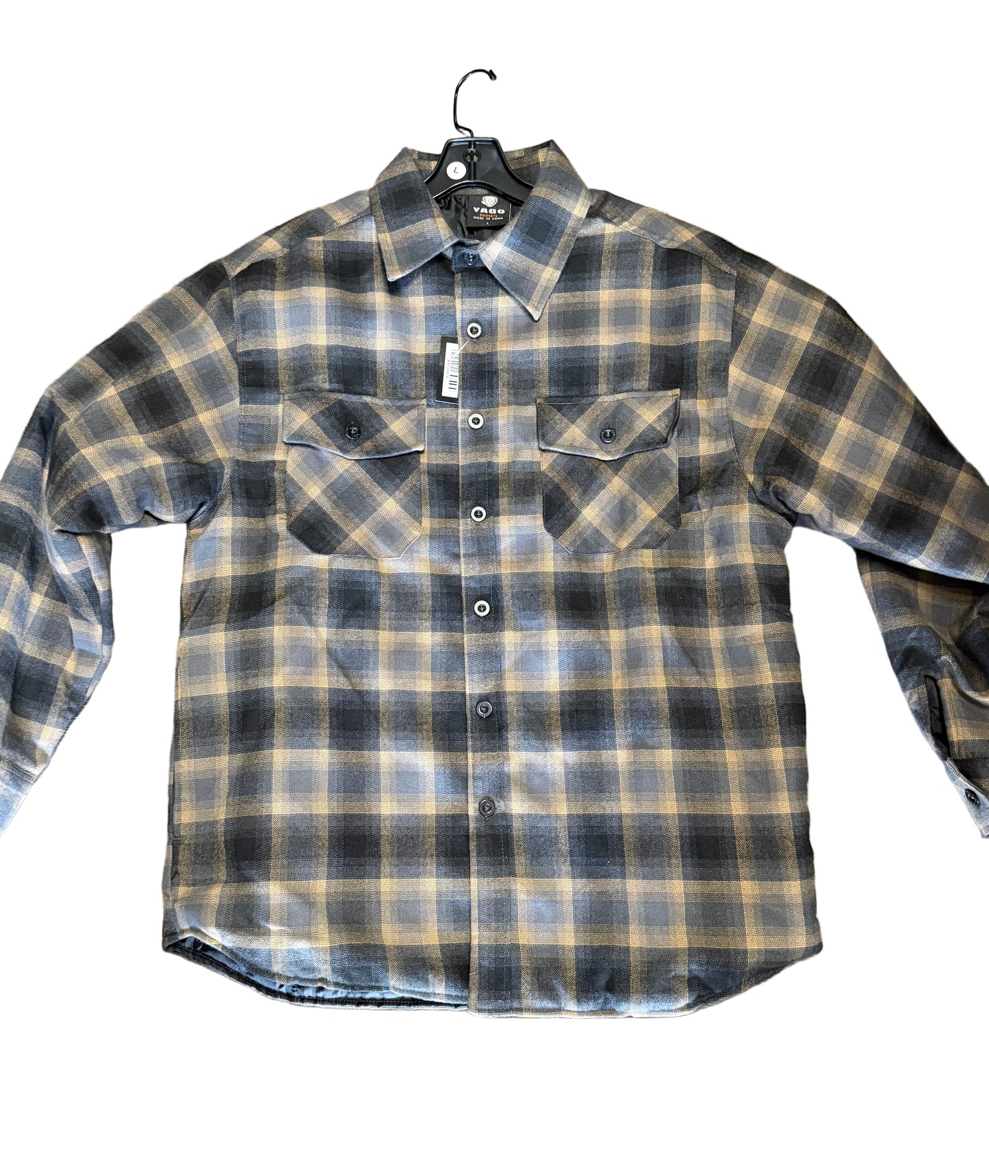 YAGO Men's Quilted Lining Button Up Plaid Flannel Jacket with Side POCKET (14AB)