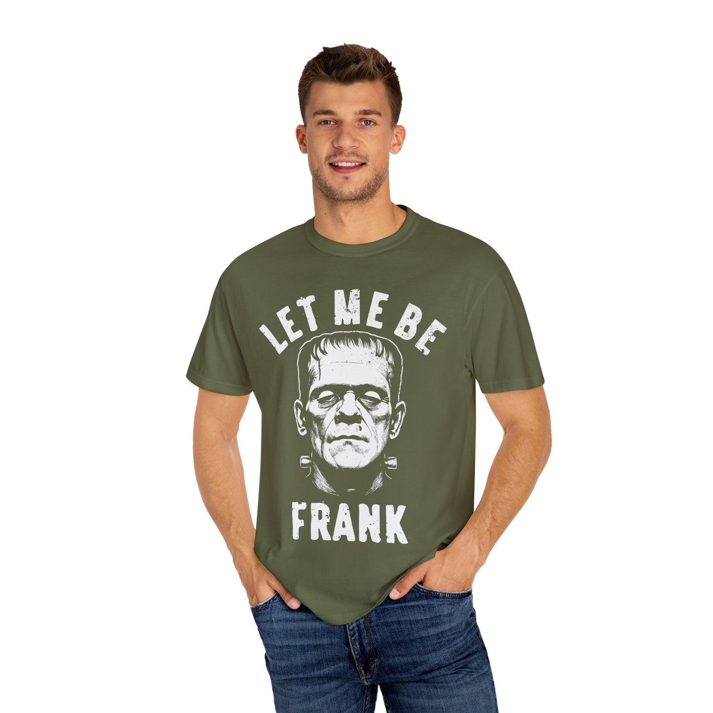 Frankenstein Themed Unisex T-Shirt, Let Me Be Frank Graphic Tee, Halloween Shirt, Gift for Horror Fans, Party Wear