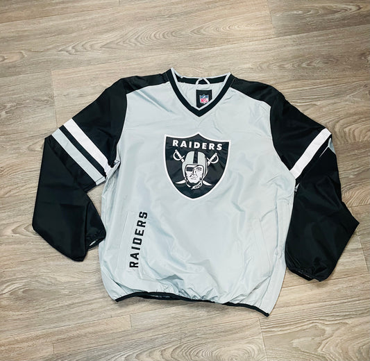 Las Vegas Raiders Windbreaker with Two Pockets GREY SIDE POCKET RAIDERS