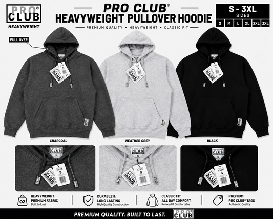 Pro Club Men's Heavyweight Pullover Hoodie (13oz)