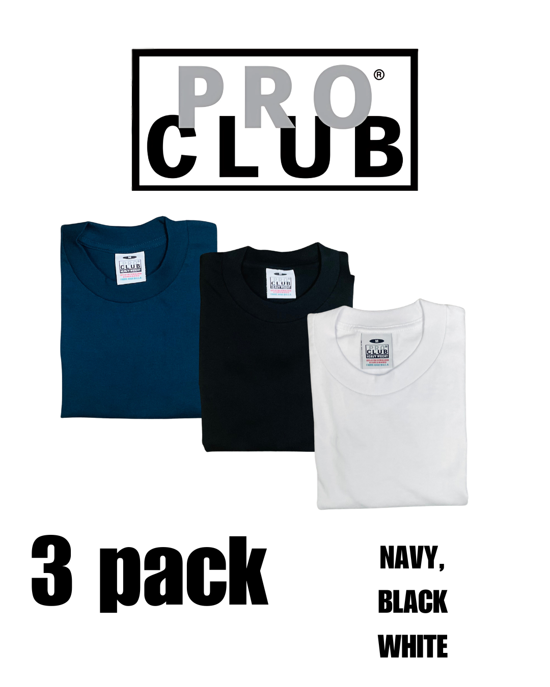 3 PACK PRO CLUB Heavyweight T-Shirts – Bring It Back LA