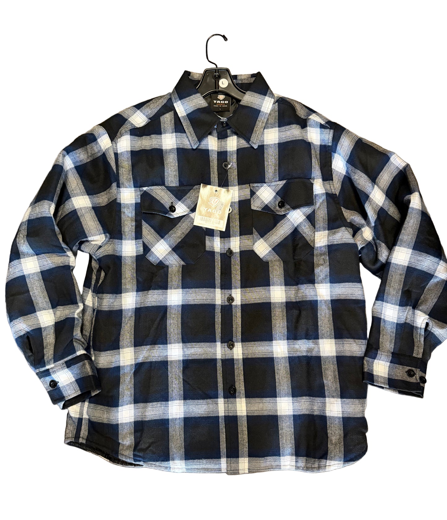 YAGO Men's Quilted Lining Button Up Plaid Flannel Jacket with Side POCKET (2)