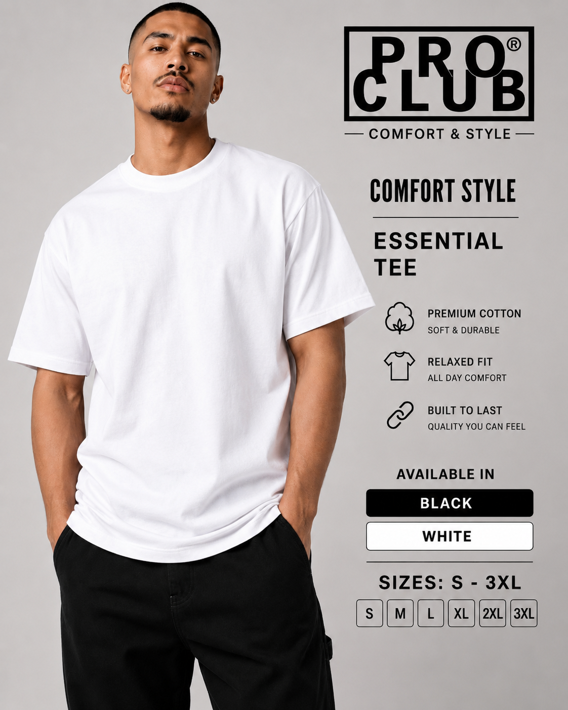 PRO CLUB Men's Comfort Short Sleeve Tee