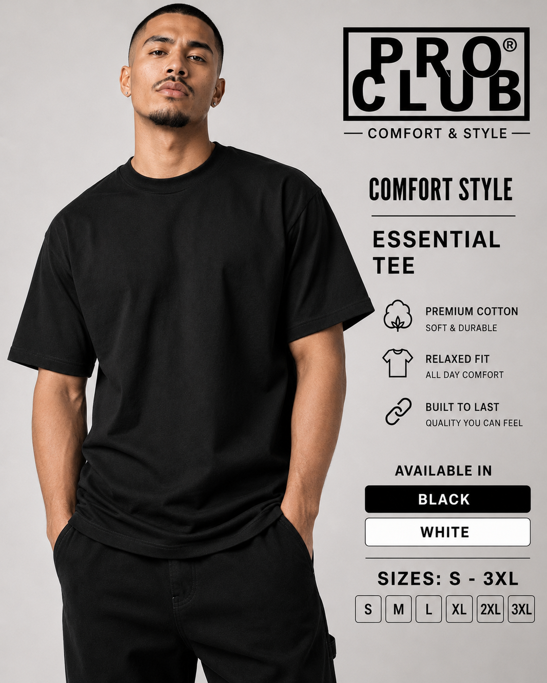 PRO CLUB Men's Comfort Short Sleeve Tee