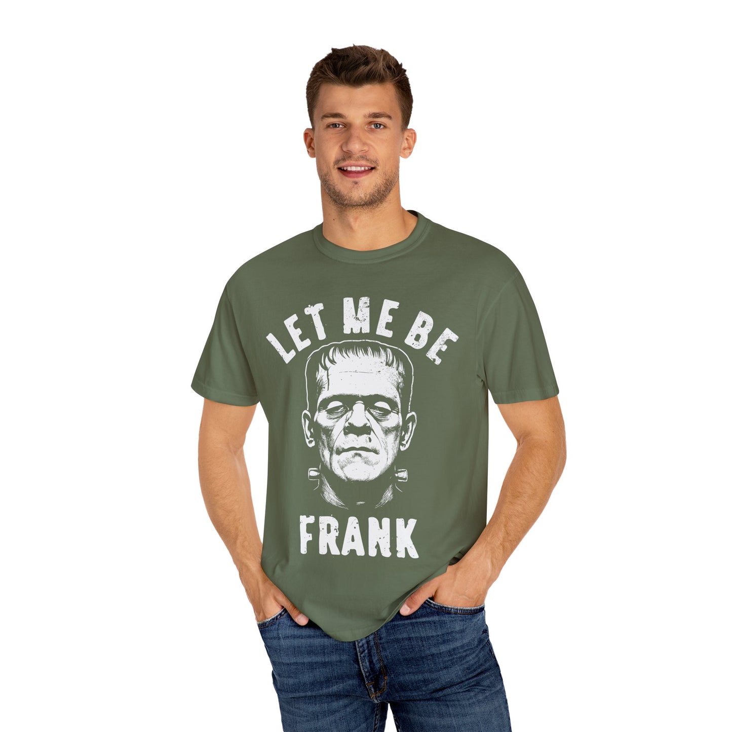 Frankenstein Themed Unisex T-Shirt, Let Me Be Frank Graphic Tee, Halloween Shirt, Gift for Horror Fans, Party Wear