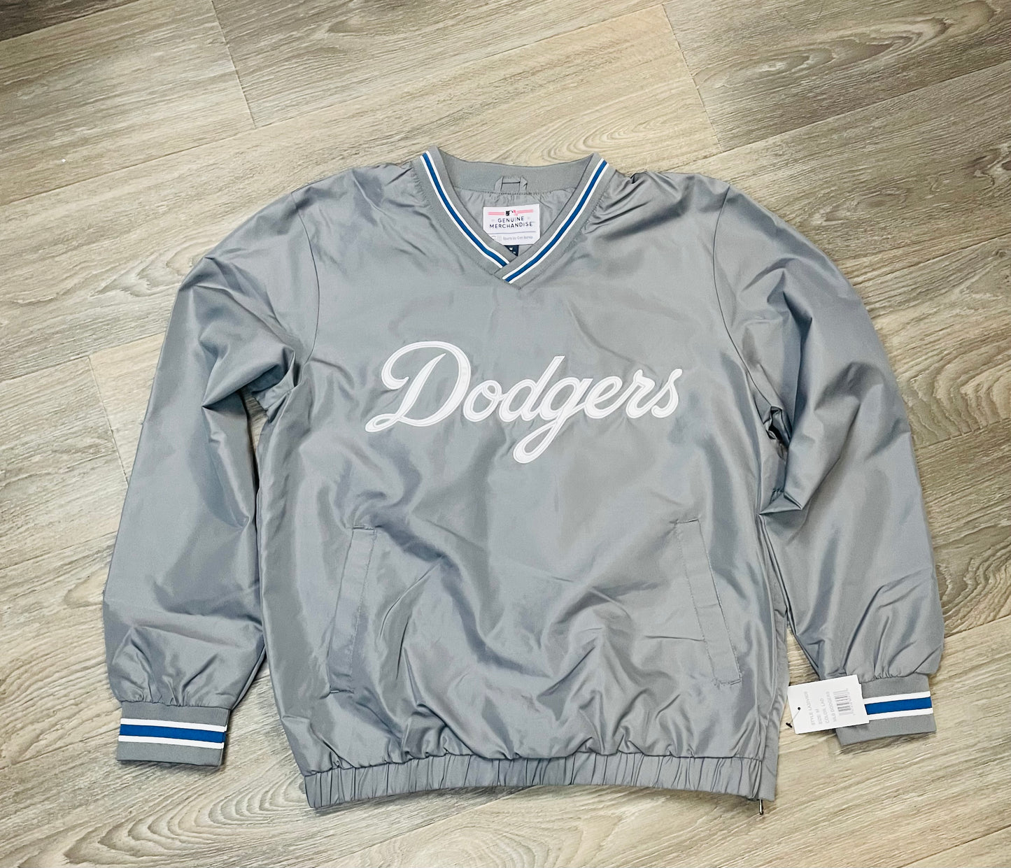 DODGERS GREY WHITE LETTERS WINDBREAKER