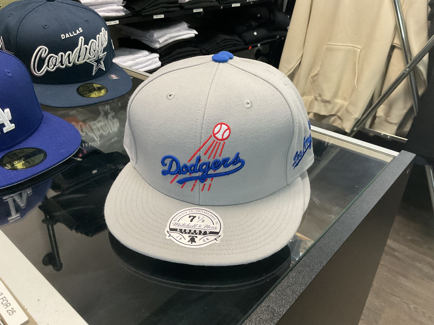 Mitchell & Ness  DODGERS HAT LIGHT GREY|| FITTED HAT