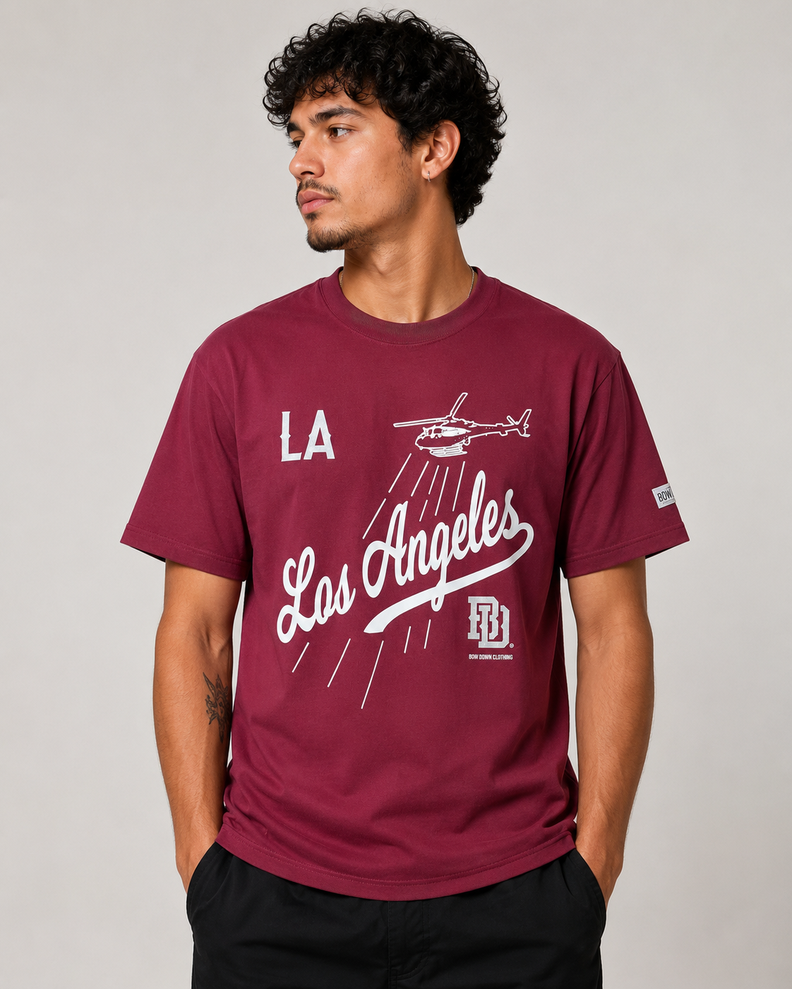 Los Angeles Helicopter Burgundy S-5XL