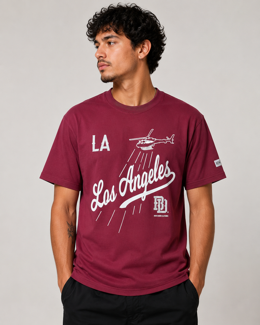 Los Angeles Helicopter Burgundy S-5XL