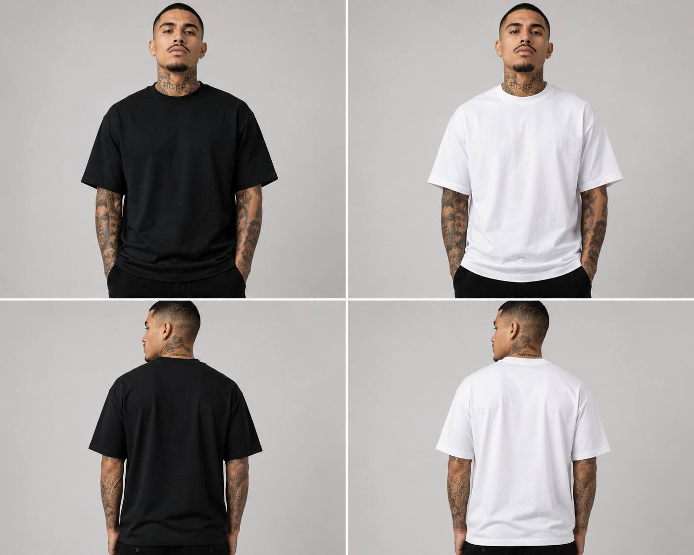 3 PACK PRO CLUB  Heavyweight T-Shirts Charcoal/Heather/Black