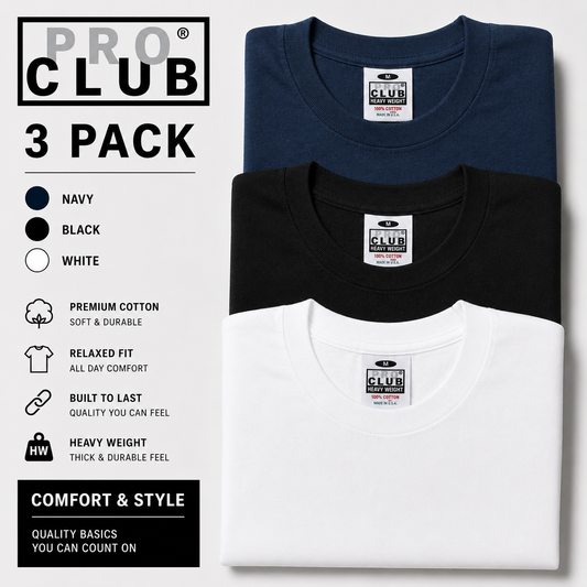 3 PACK PRO CLUB  Heavyweight T-Shirts
