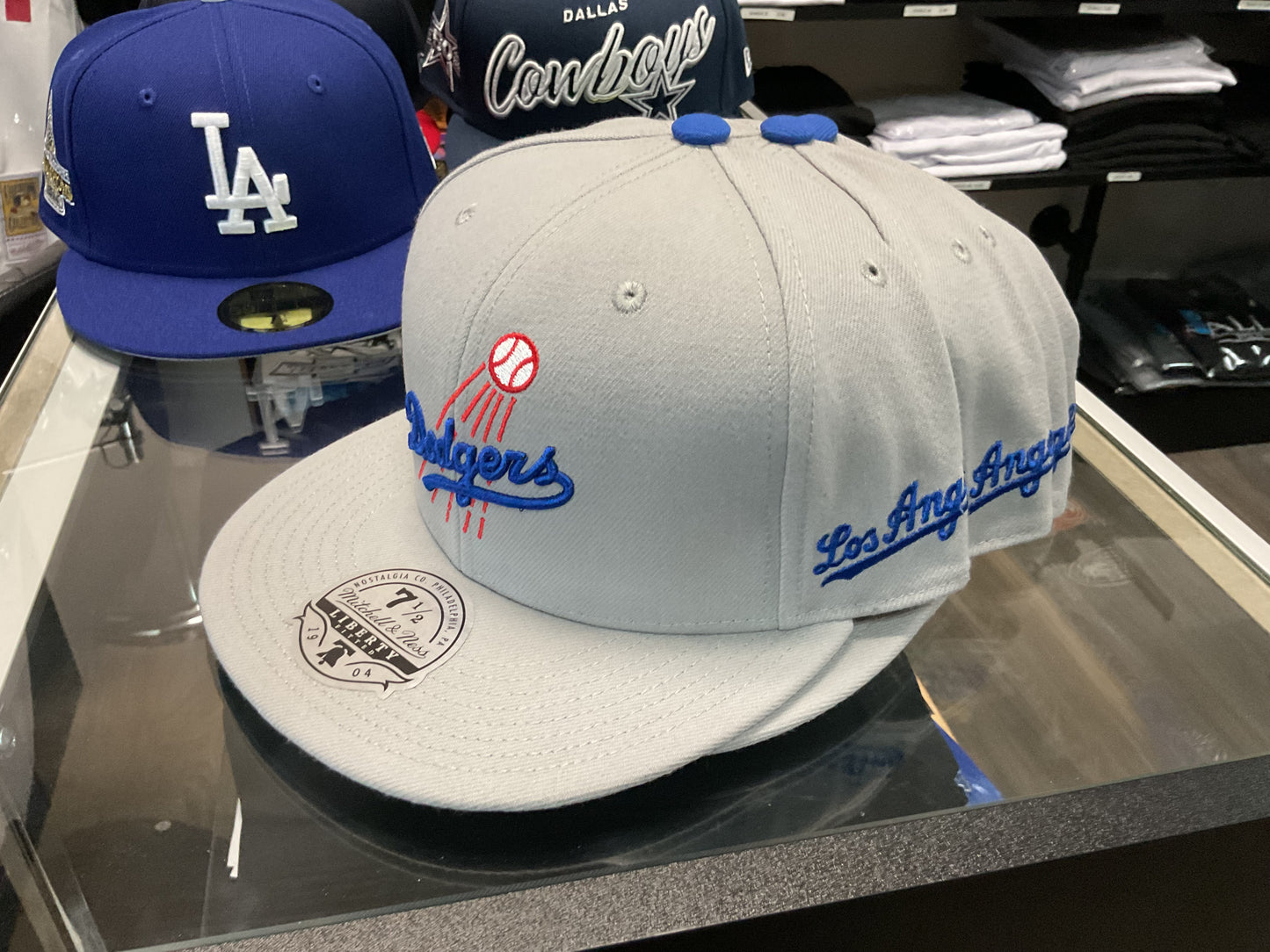 Mitchell & Ness  DODGERS HAT LIGHT GREY|| FITTED HAT