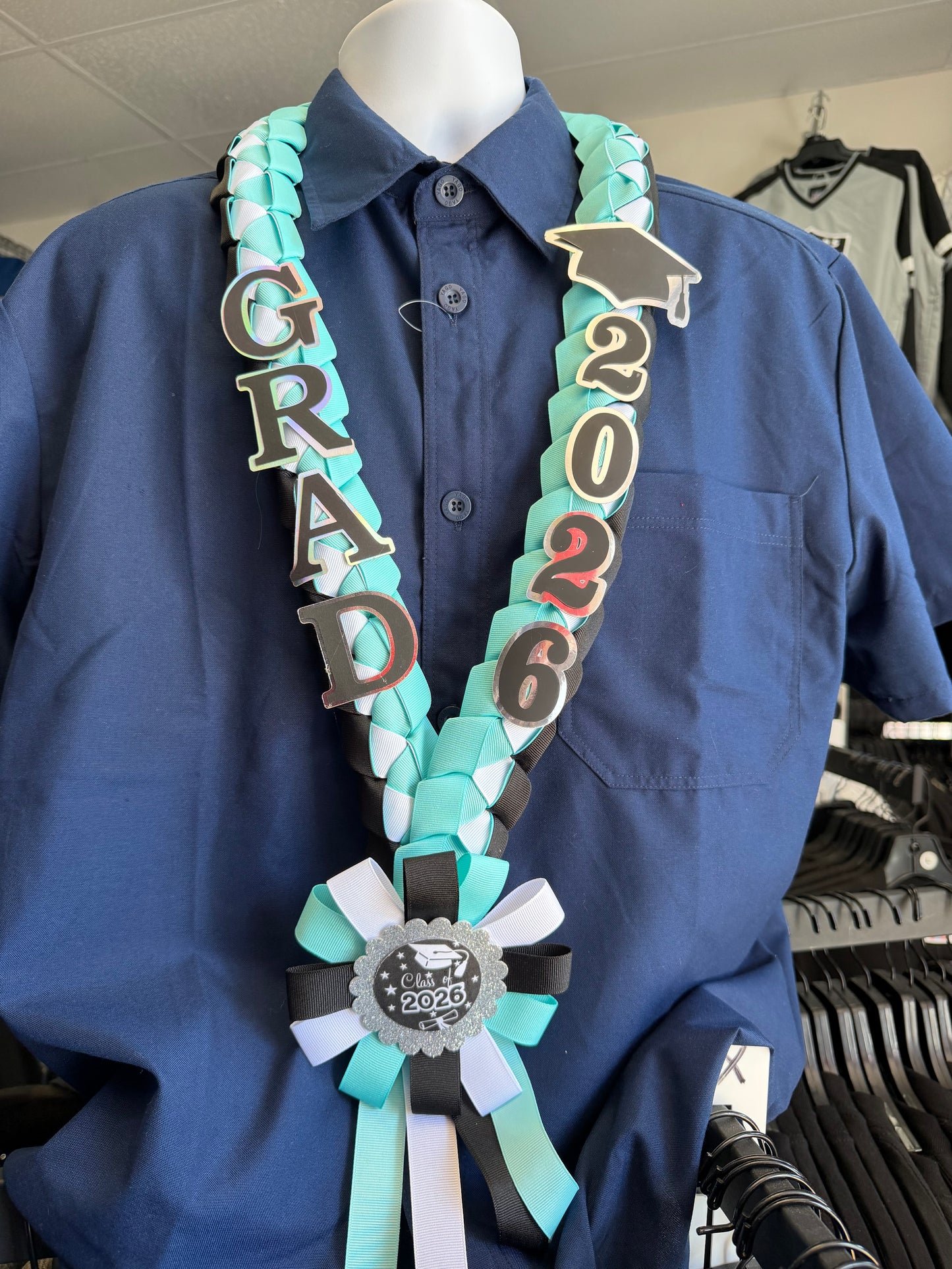 Graduation Lei AquatTeal/black/White (2026